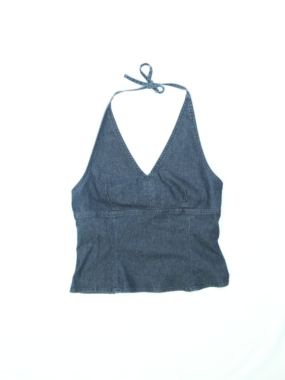 Women's RW & CO Dark Wash Denim Halter Top Size XS